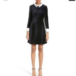 Ted Baker Embellished Collar Blue Velvet Dress